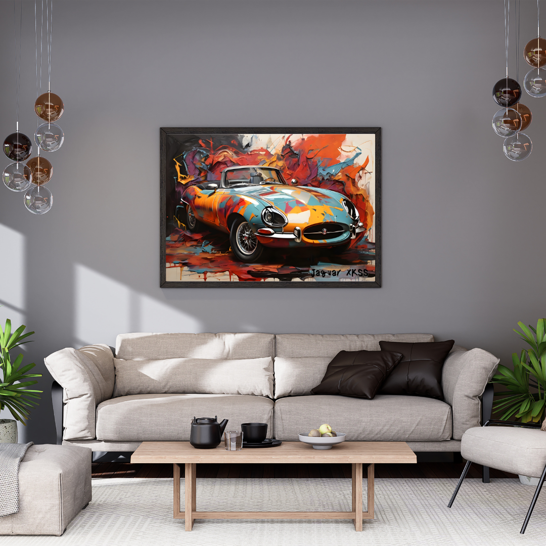 Jaguar XKSS — Original Color Splash Vintage Sports Car Art Poster