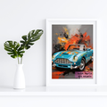 Aston Martin DB4 Volante — Original Retro Sports Car Art Poster