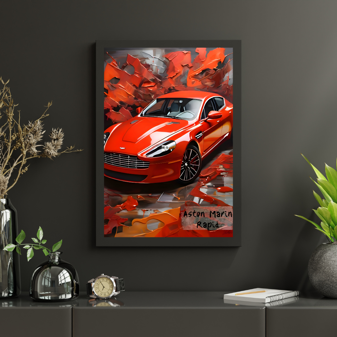 Aston Martin Rapide — Original Red Sports Car Art Poster