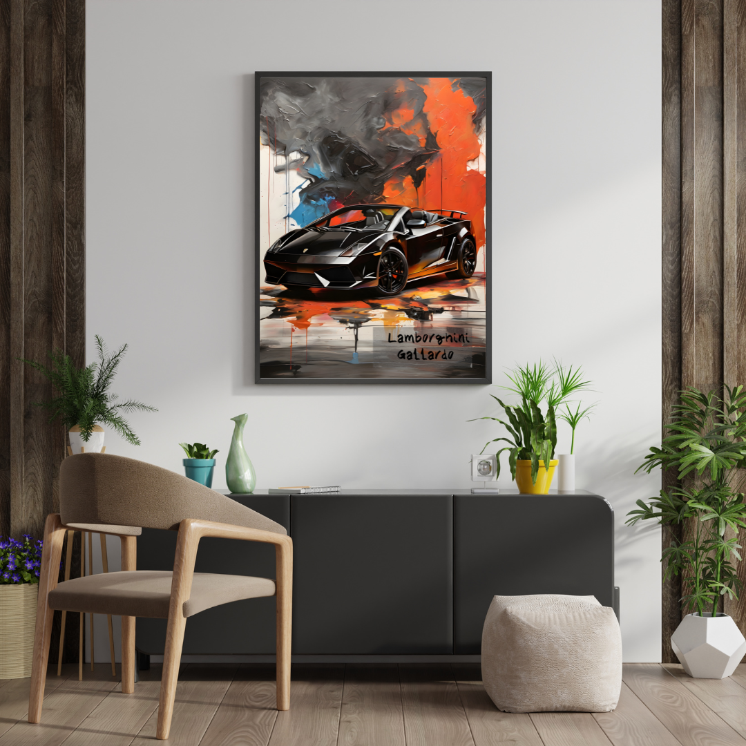 Lamborghini Gallardo — Original Black Sports Car Art Poster