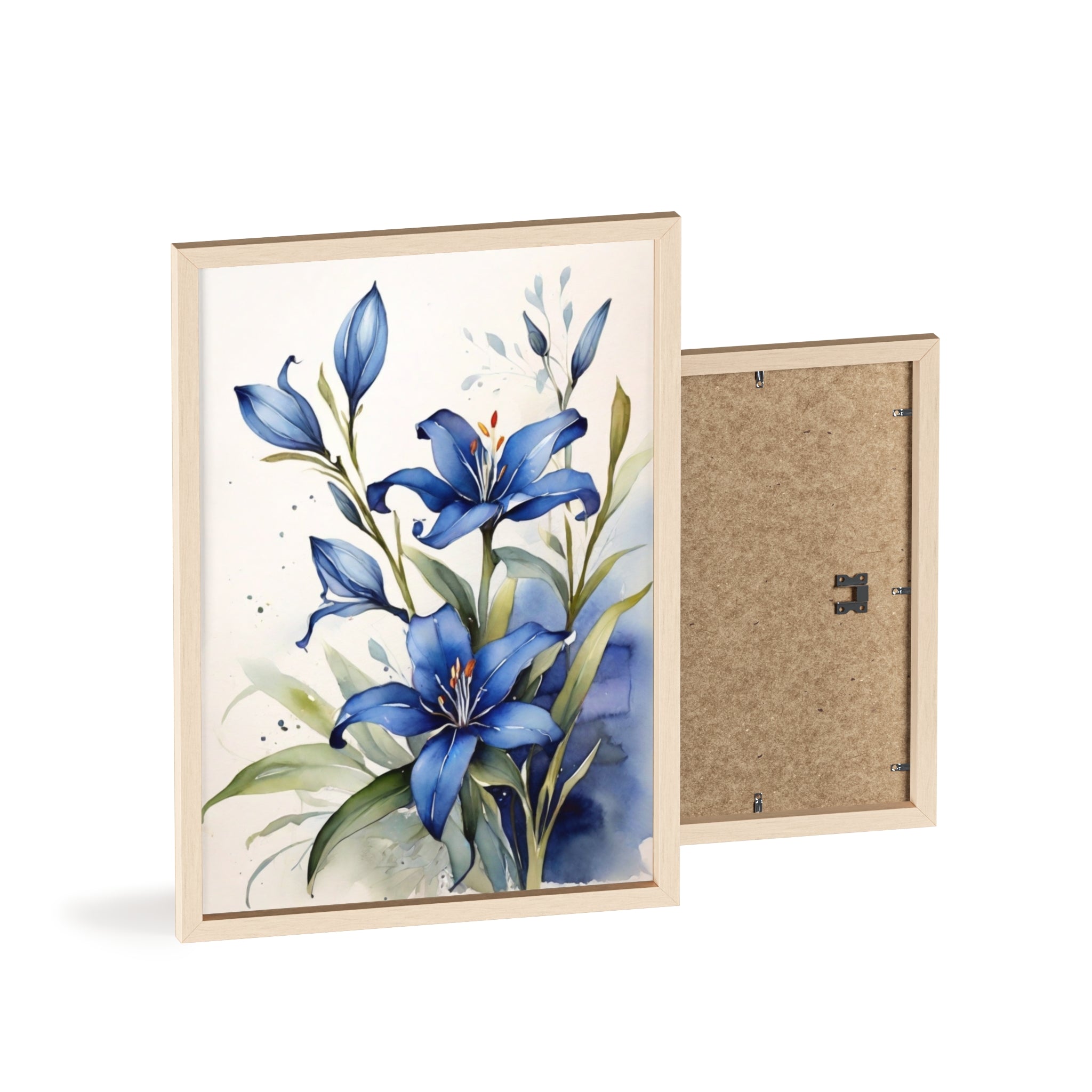 Blue Lily — Watercolor Botanical Wall Art, Framed Print 8.3" × 11.7"