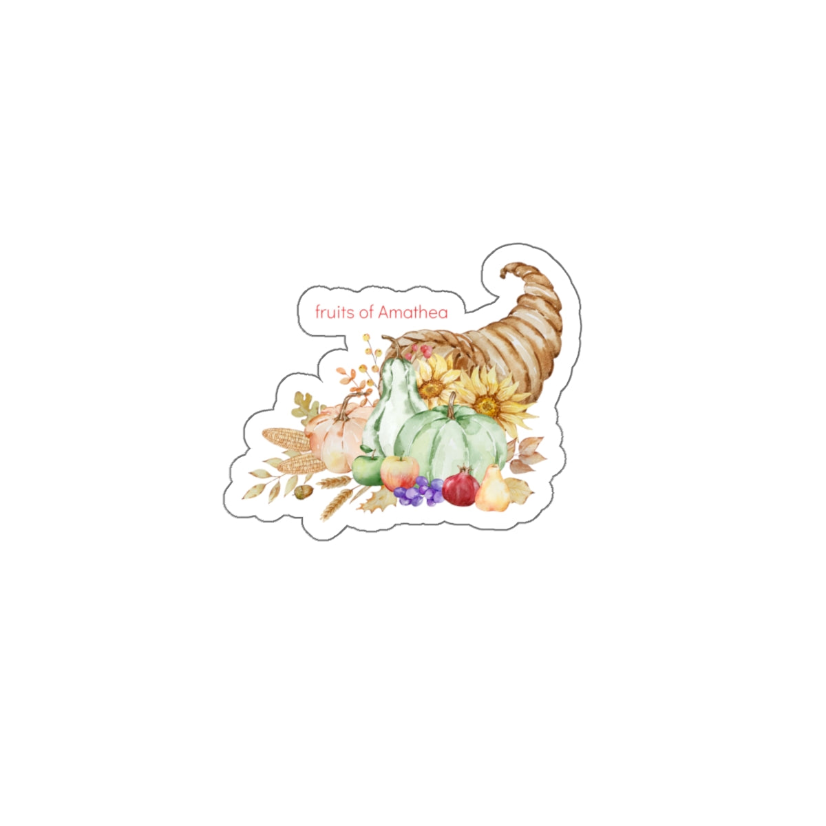 Cornucopia — Romantic Pastel Harvest Die-Cut Sticker | Fruits of Amalthea