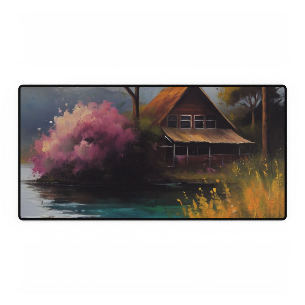 Lakeside Cabin Desk Mat — Original Landscape Art