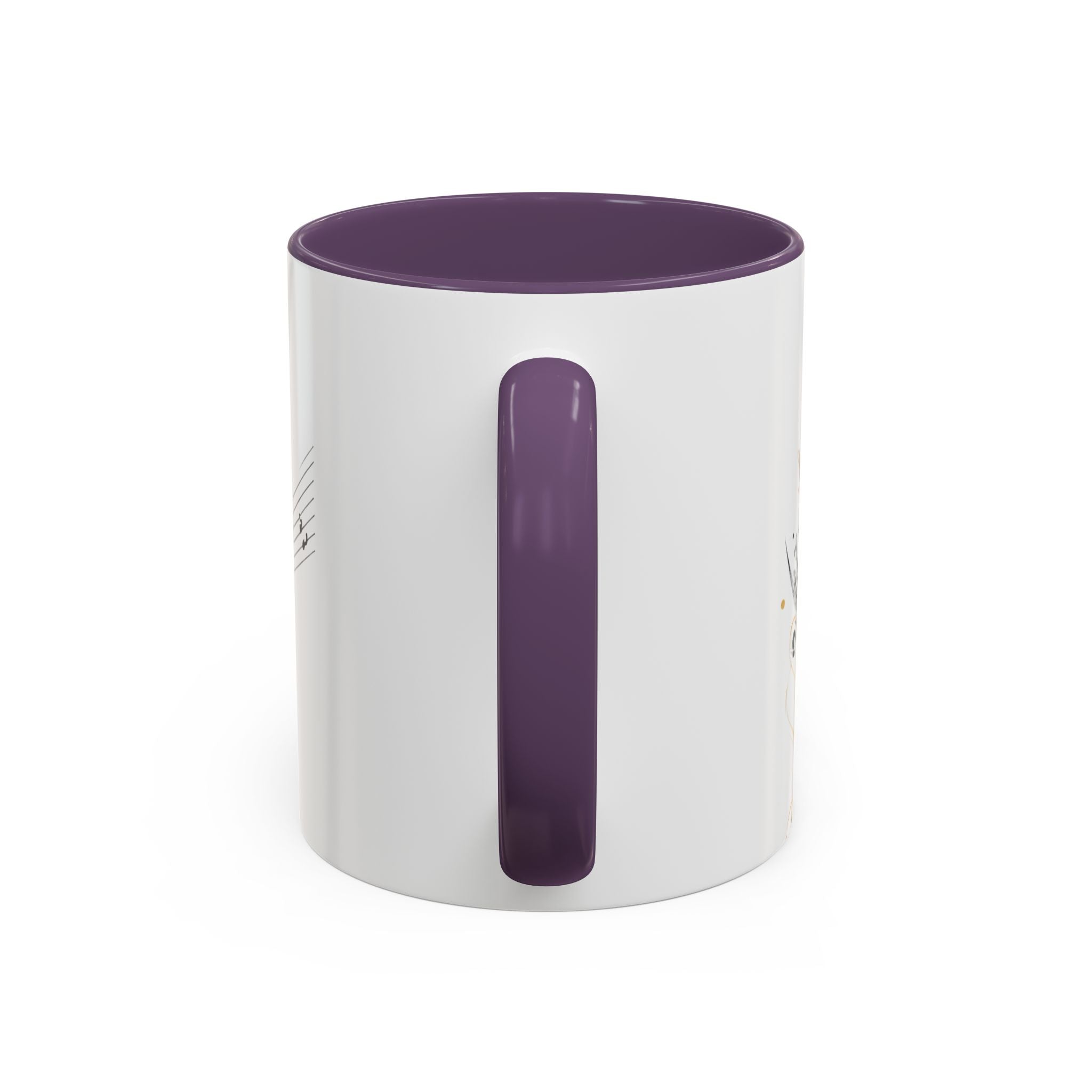 Music Notes Accent Mug — Original Watercolor Treble Clef Ceramic Cup