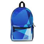 Blue Geometric Backpack — Abstract Polygon Pattern School & Travel Bag