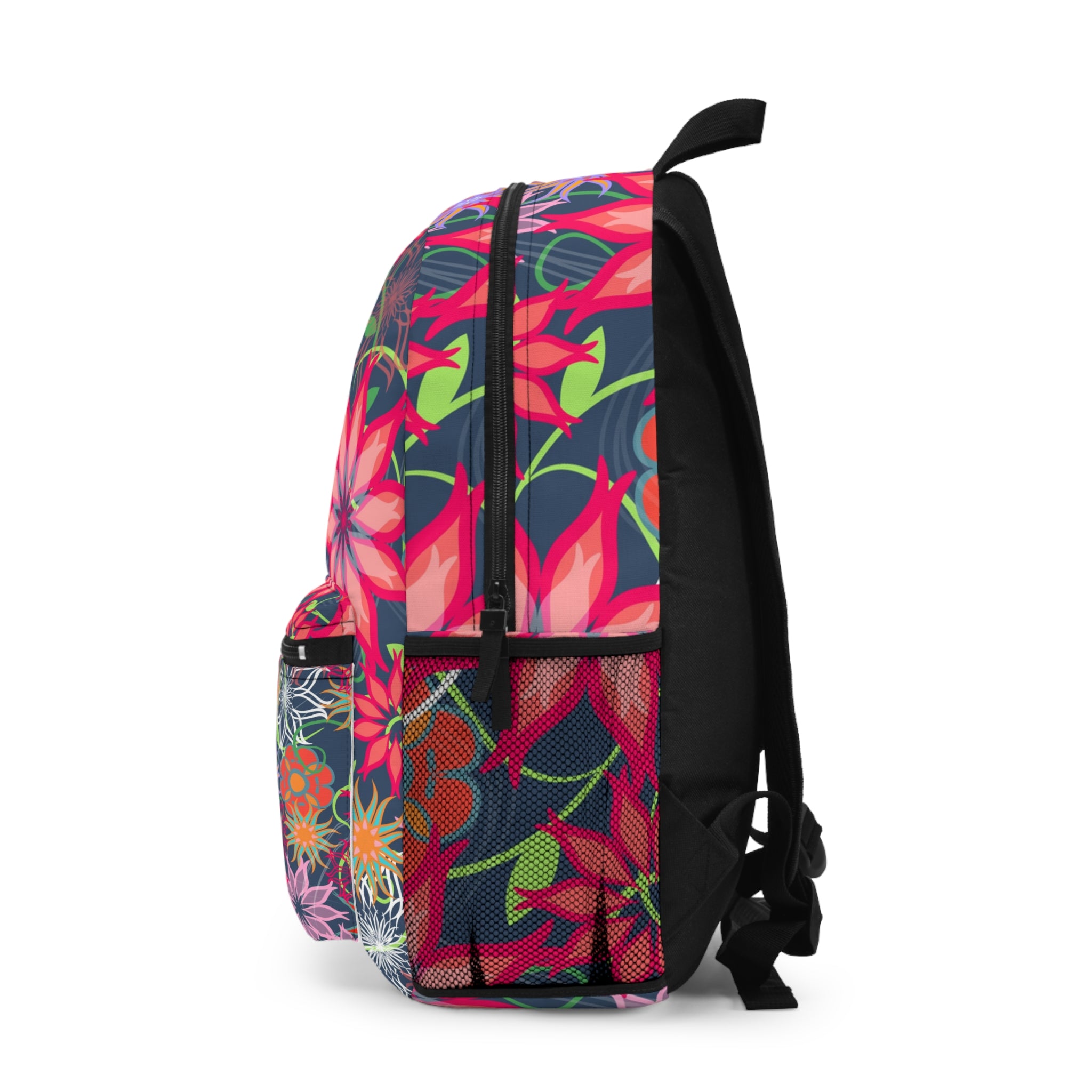 Floral Night Sky Backpack — Colorful Boho Flower Print Everyday Bag