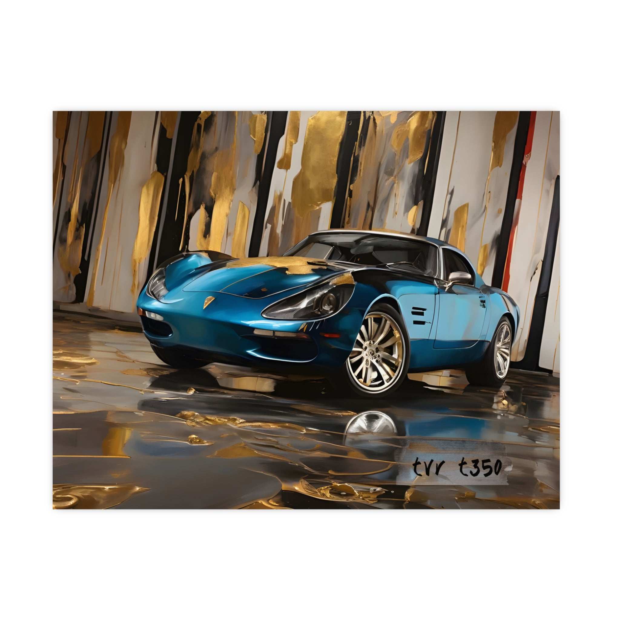 TVR T350 — Original Abstract Blue Sports Car Art Poster