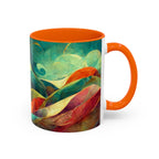 Abstract Autumn Leaves Accent Mug — Original Colorful Ceramic Cup