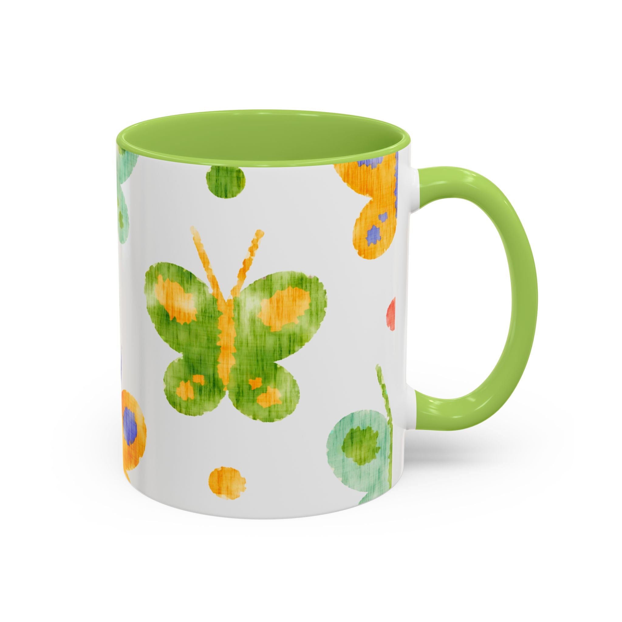 Watercolor Butterfly Accent Mug — Original Colorful Ceramic Cup