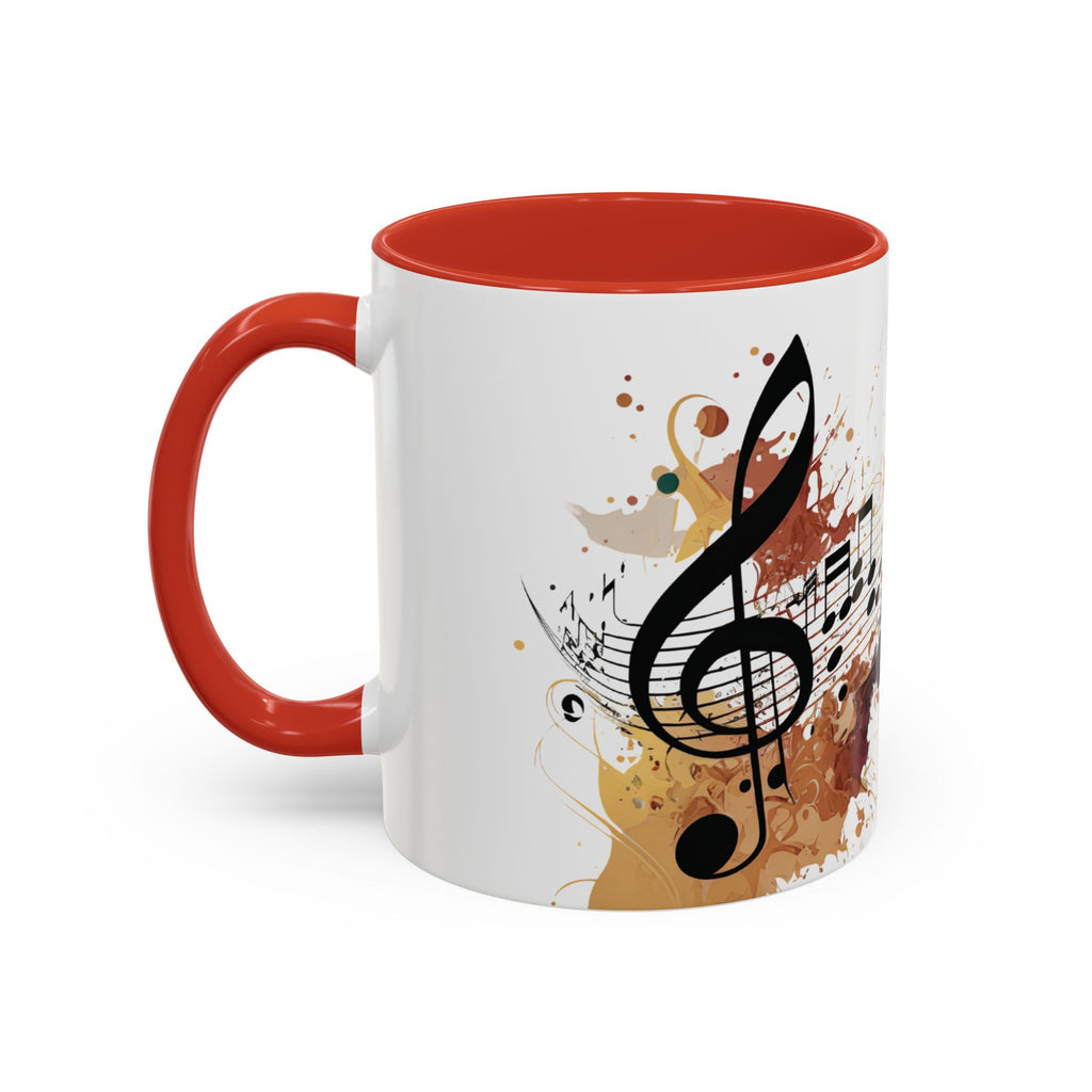 Music Notes Accent Mug — Original Watercolor Treble Clef Ceramic Cup