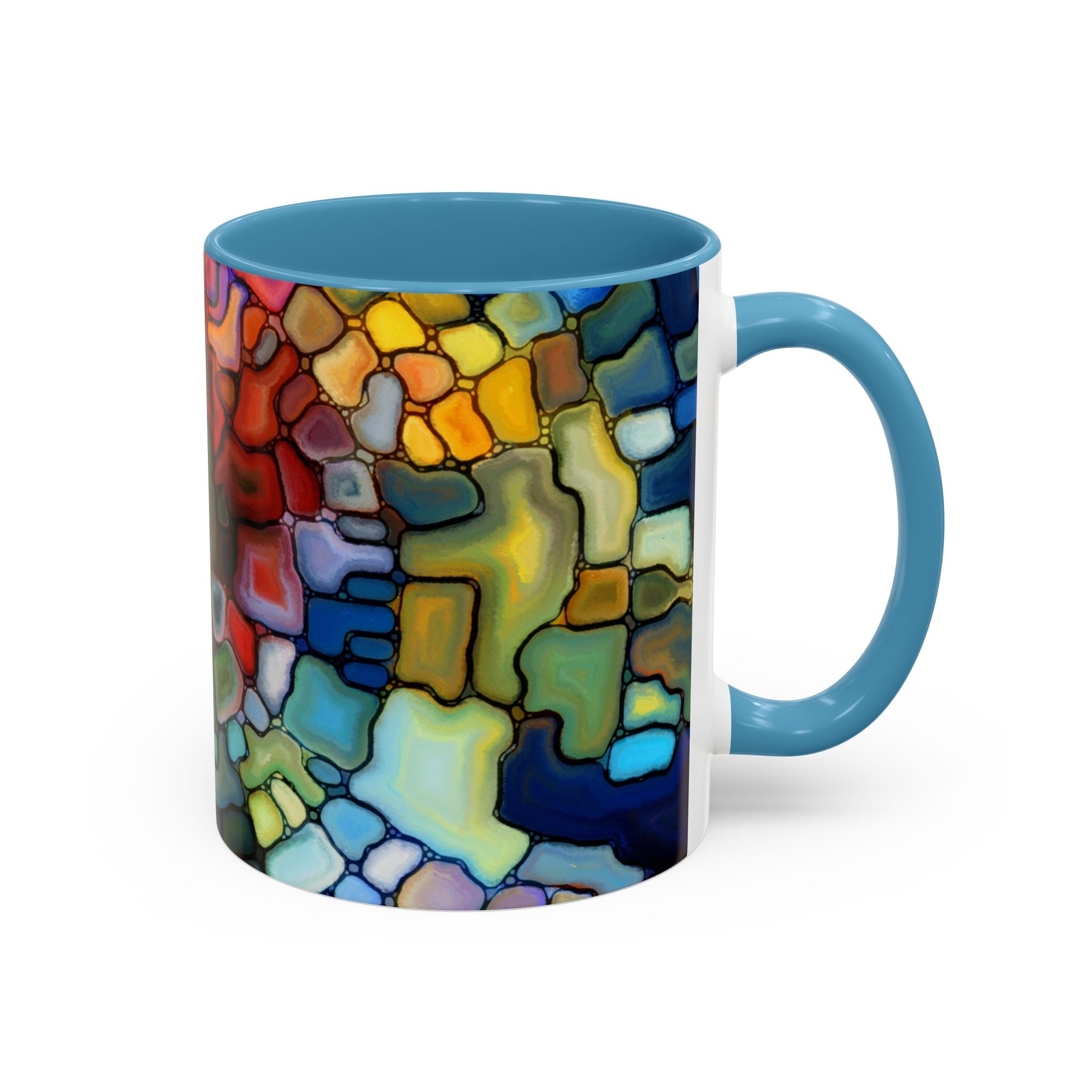 Stained Glass Mosaic Accent Mug — Original Abstract Art Ceramic Cup