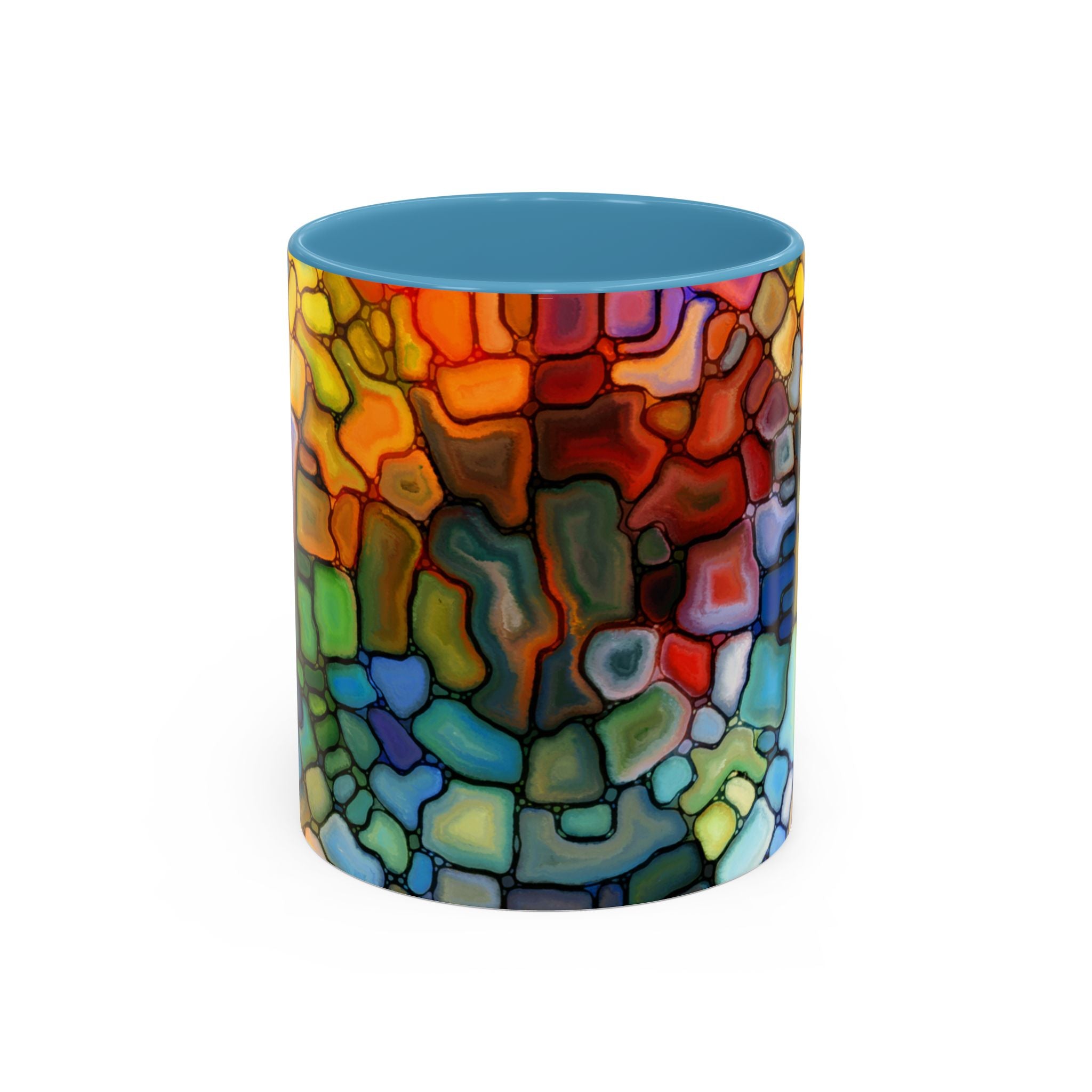Stained Glass Mosaic Accent Mug — Original Abstract Art Ceramic Cup