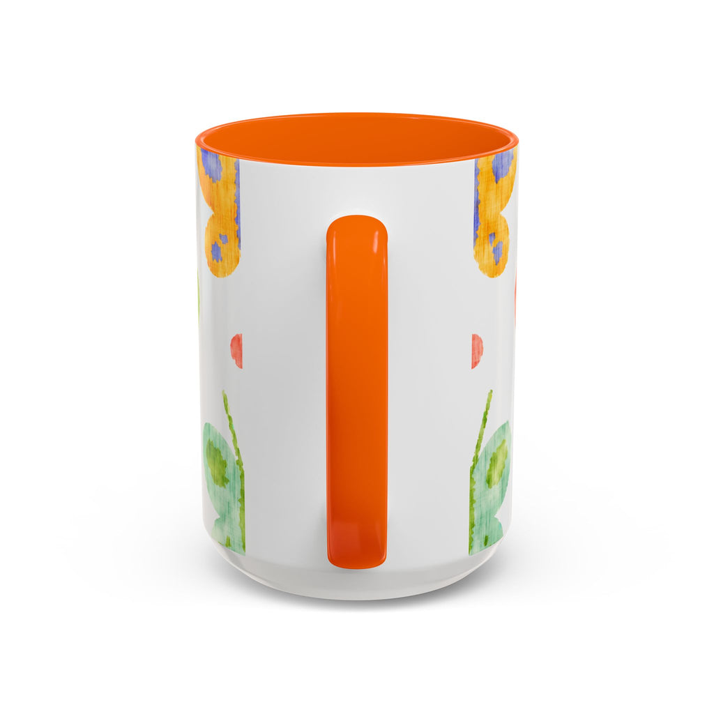 Watercolor Butterfly Accent Mug — Original Colorful Ceramic Cup