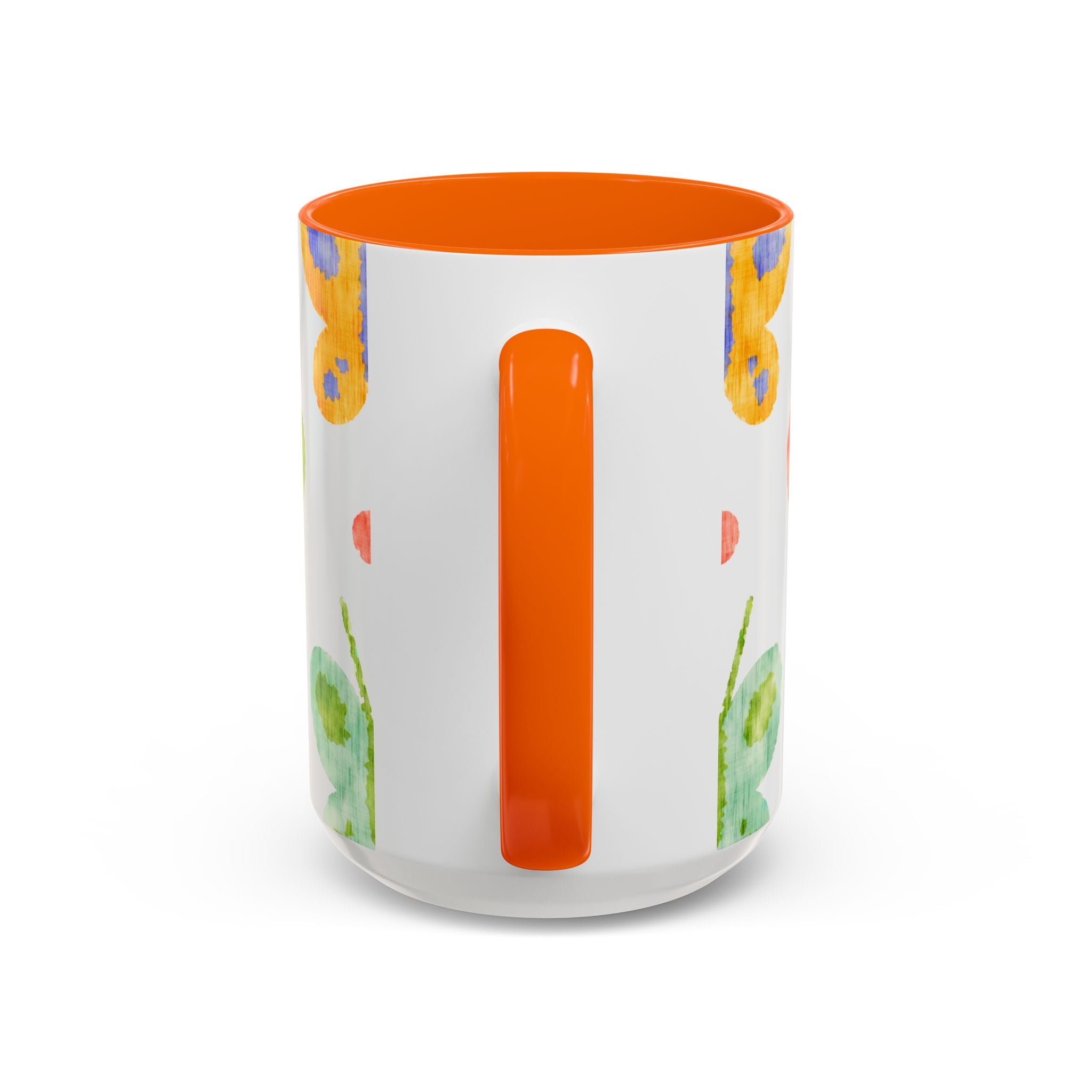 Watercolor Butterfly Accent Mug — Original Colorful Ceramic Cup
