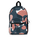 Abstract Leaf Pattern Backpack — Navy & Blush Casual Daypack