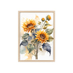 Sunflower — Watercolor Floral Wall Art, Framed Print 8.3" × 11.7"
