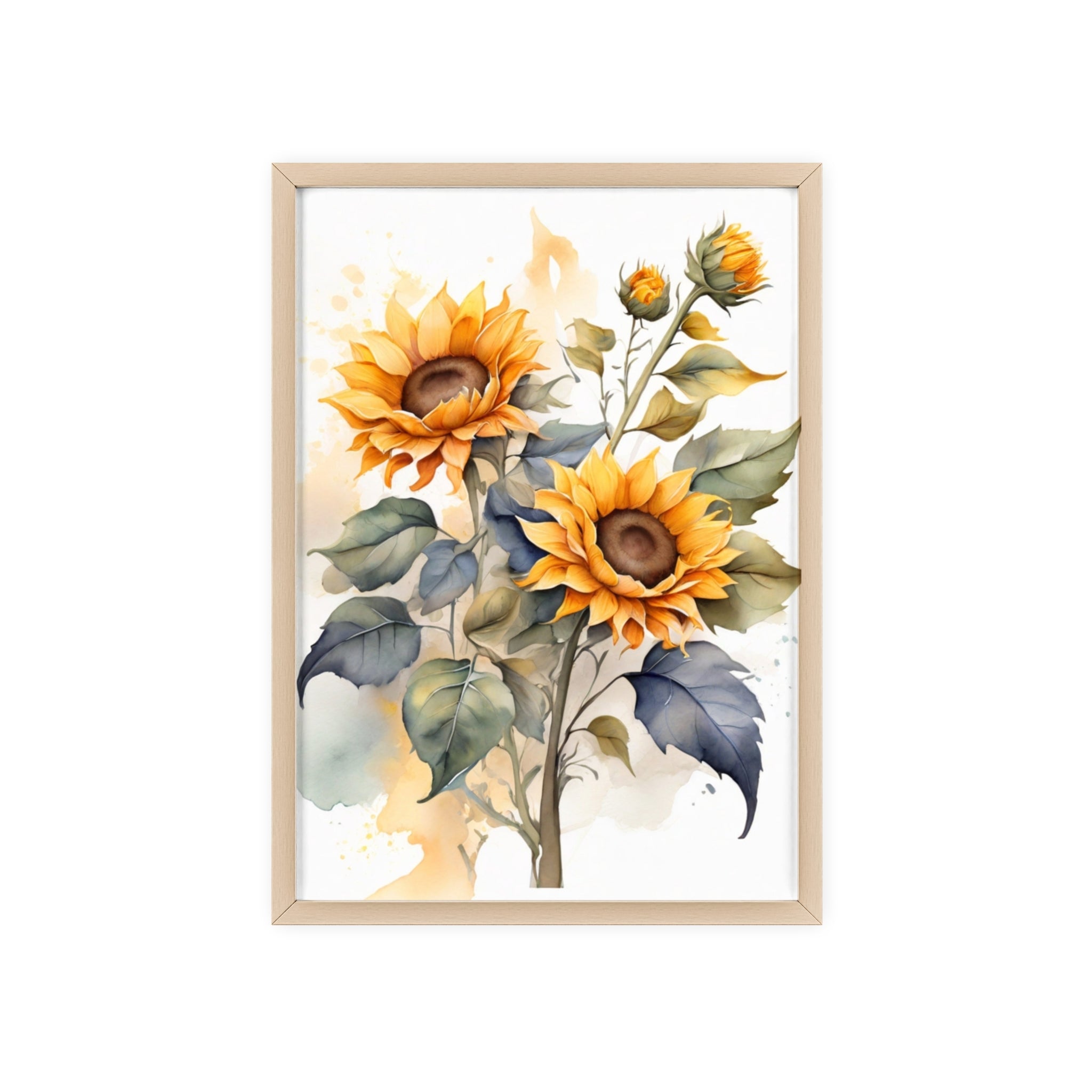 Sunflower — Watercolor Floral Wall Art, Framed Print 8.3" × 11.7"