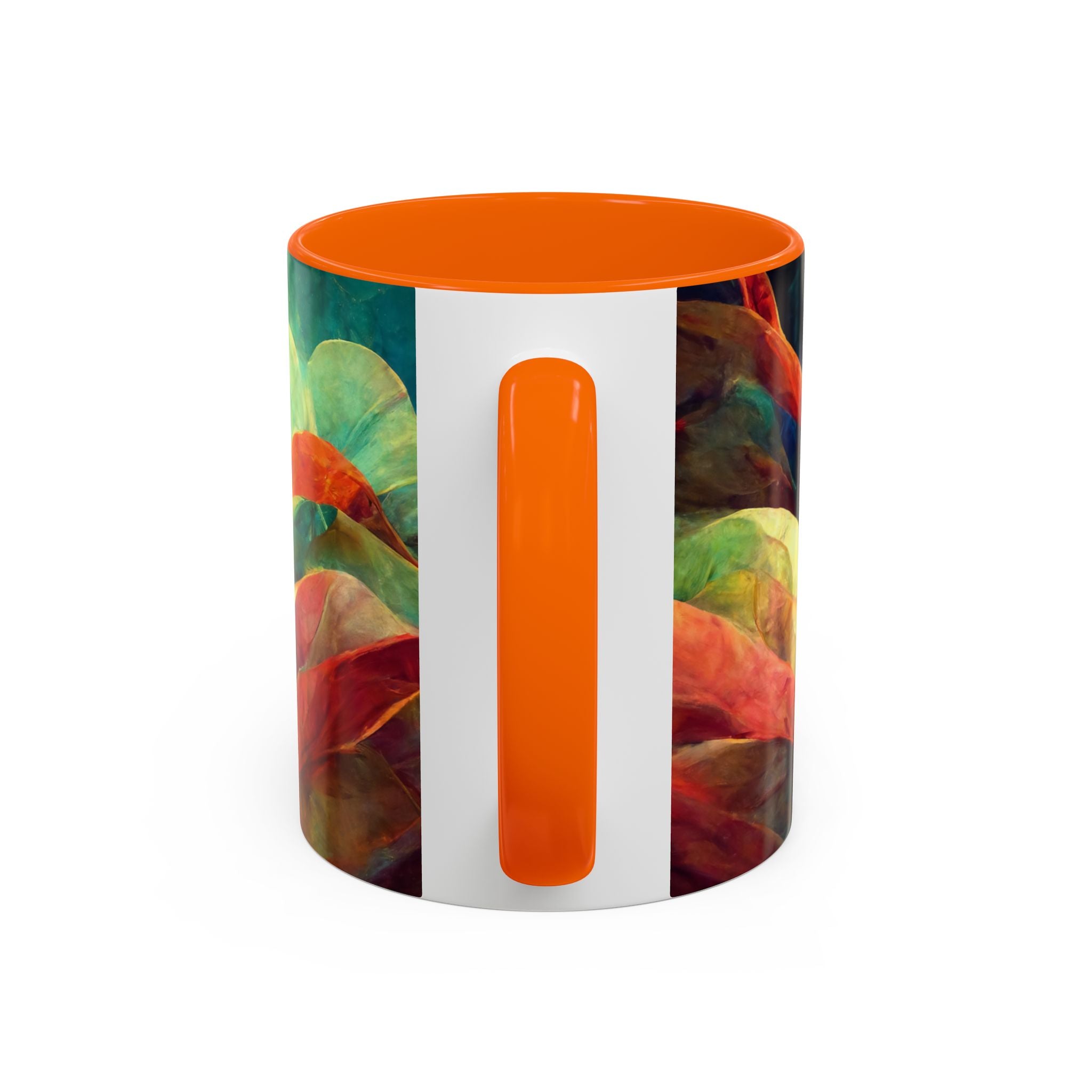 Abstract Autumn Leaves Accent Mug — Original Colorful Ceramic Cup