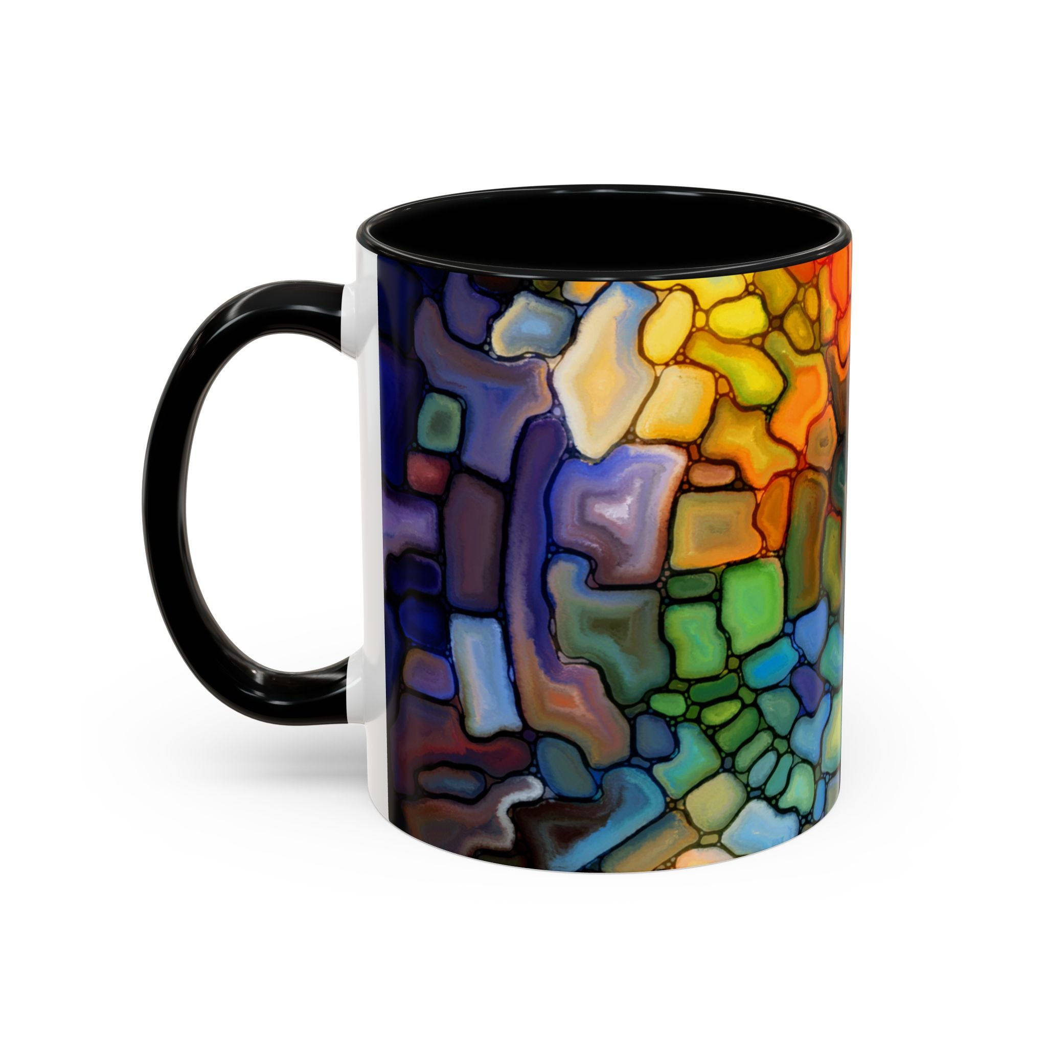 Stained Glass Mosaic Accent Mug — Original Abstract Art Ceramic Cup