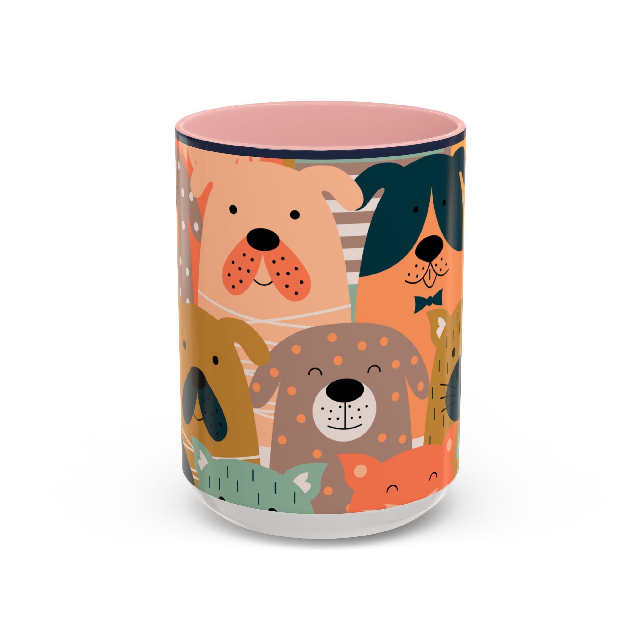 Puppy Parade Accent Mug — Original Colorful Dog Pattern Ceramic Cup