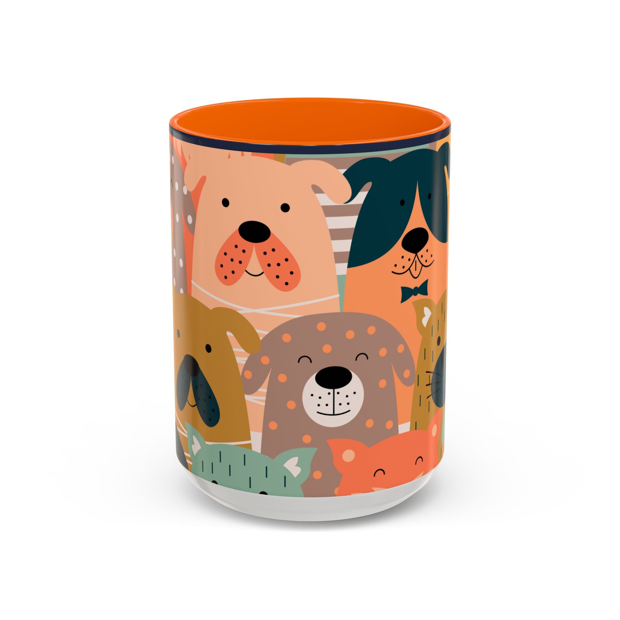 Puppy Parade Accent Mug — Original Colorful Dog Pattern Ceramic Cup