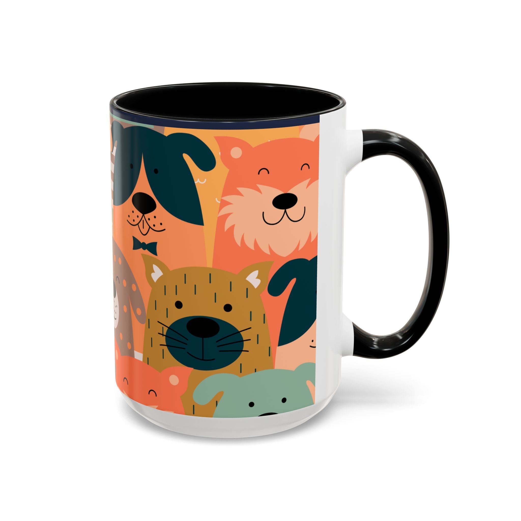 Puppy Parade Accent Mug — Original Colorful Dog Pattern Ceramic Cup