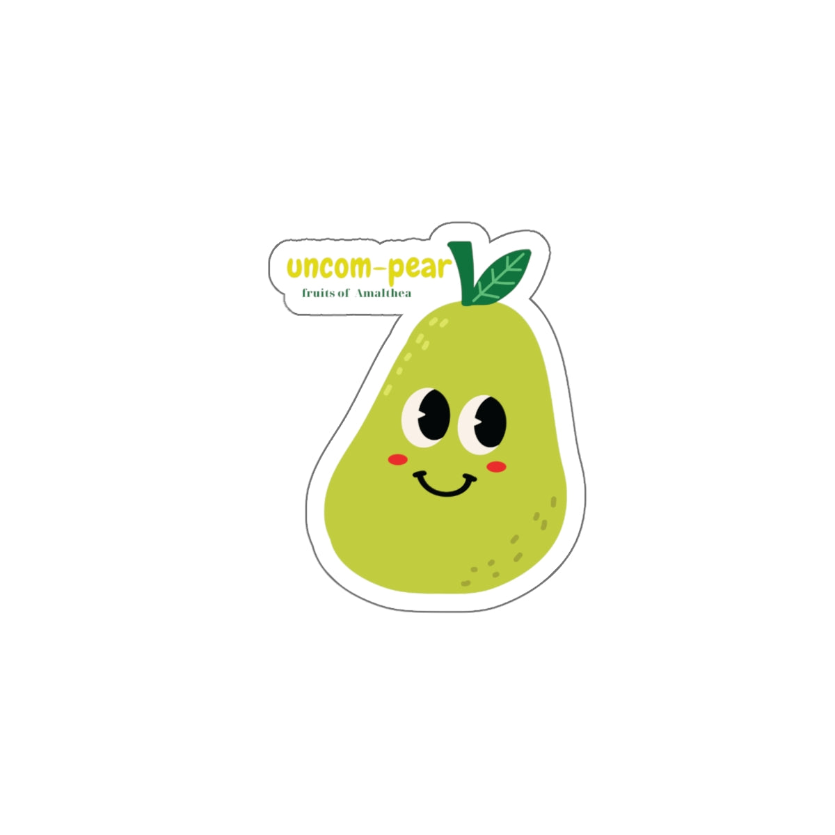 Uncom-pear — Smug Kawaii Pear Funny Die-Cut Sticker | Fruits of Amalthea