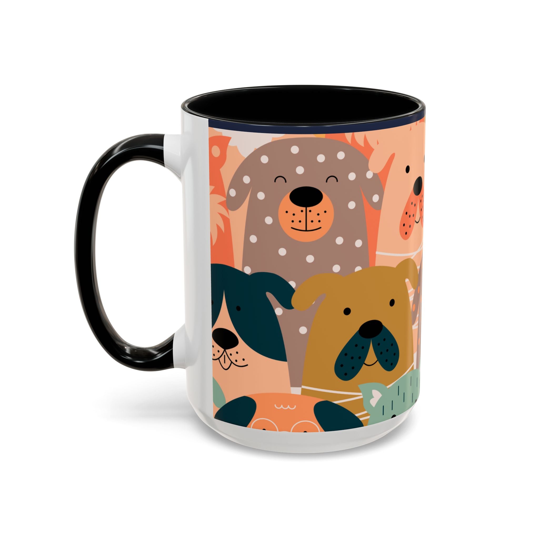 Puppy Parade Accent Mug — Original Colorful Dog Pattern Ceramic Cup