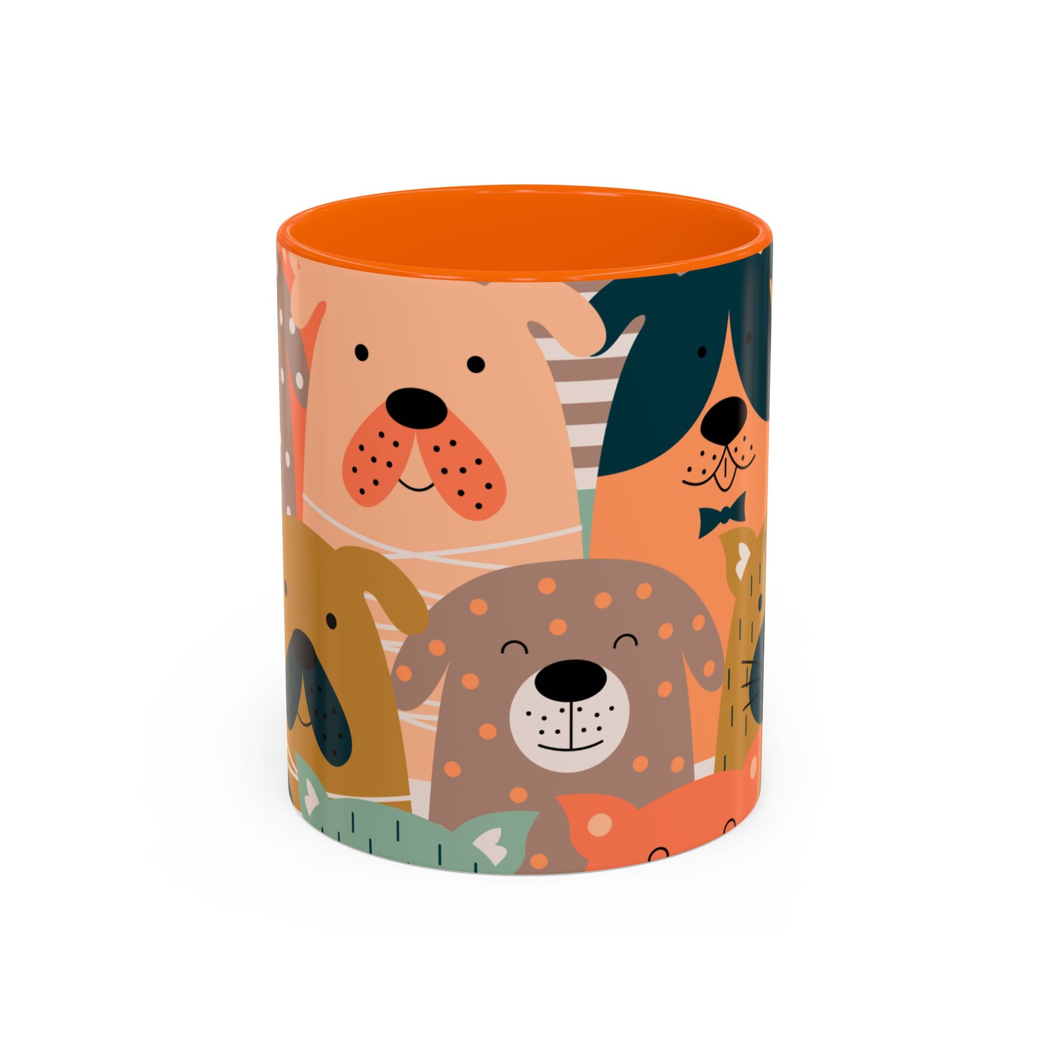 Puppy Parade Accent Mug — Original Colorful Dog Pattern Ceramic Cup