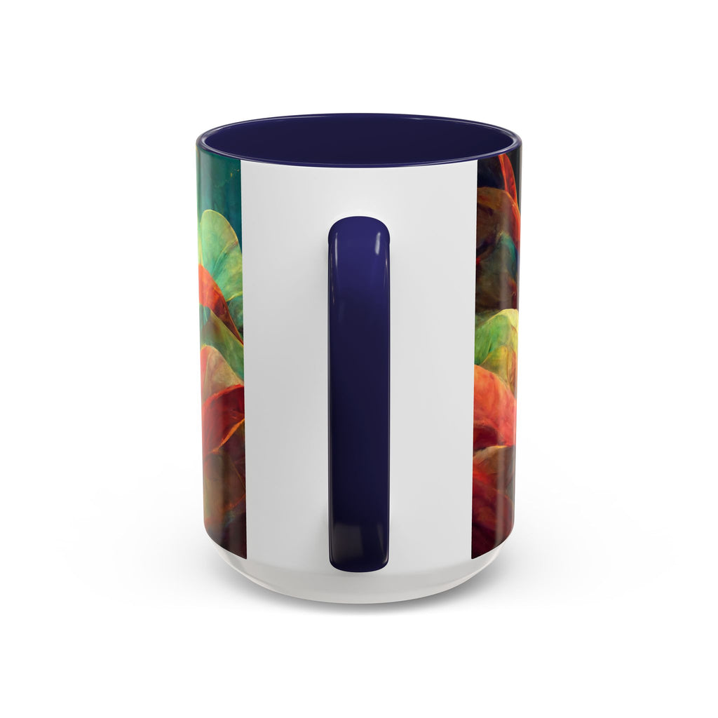 Abstract Autumn Leaves Accent Mug — Original Colorful Ceramic Cup