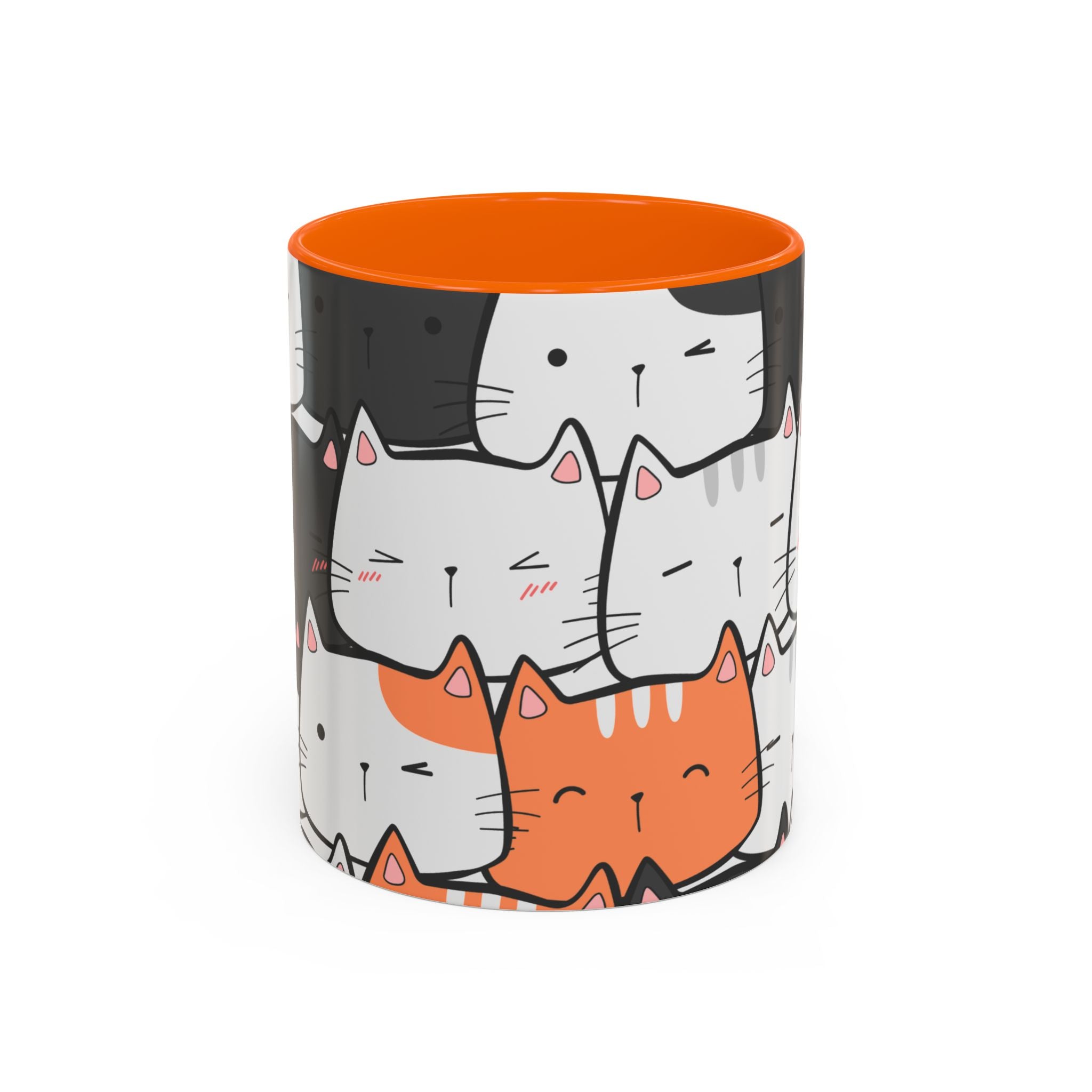 Kawaii Cat Accent Mug — Original Cute Cat Pattern Ceramic Cup