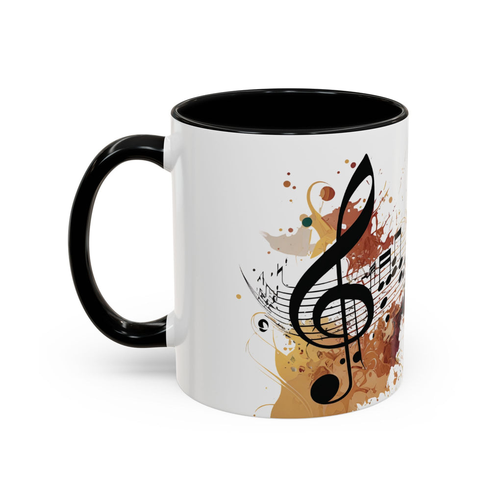 Music Notes Accent Mug — Original Watercolor Treble Clef Ceramic Cup