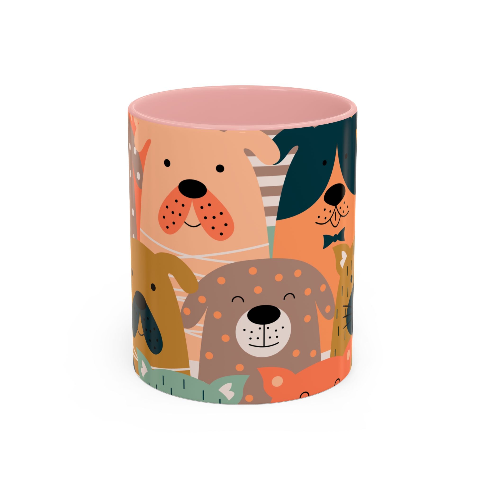 Puppy Parade Accent Mug — Original Colorful Dog Pattern Ceramic Cup