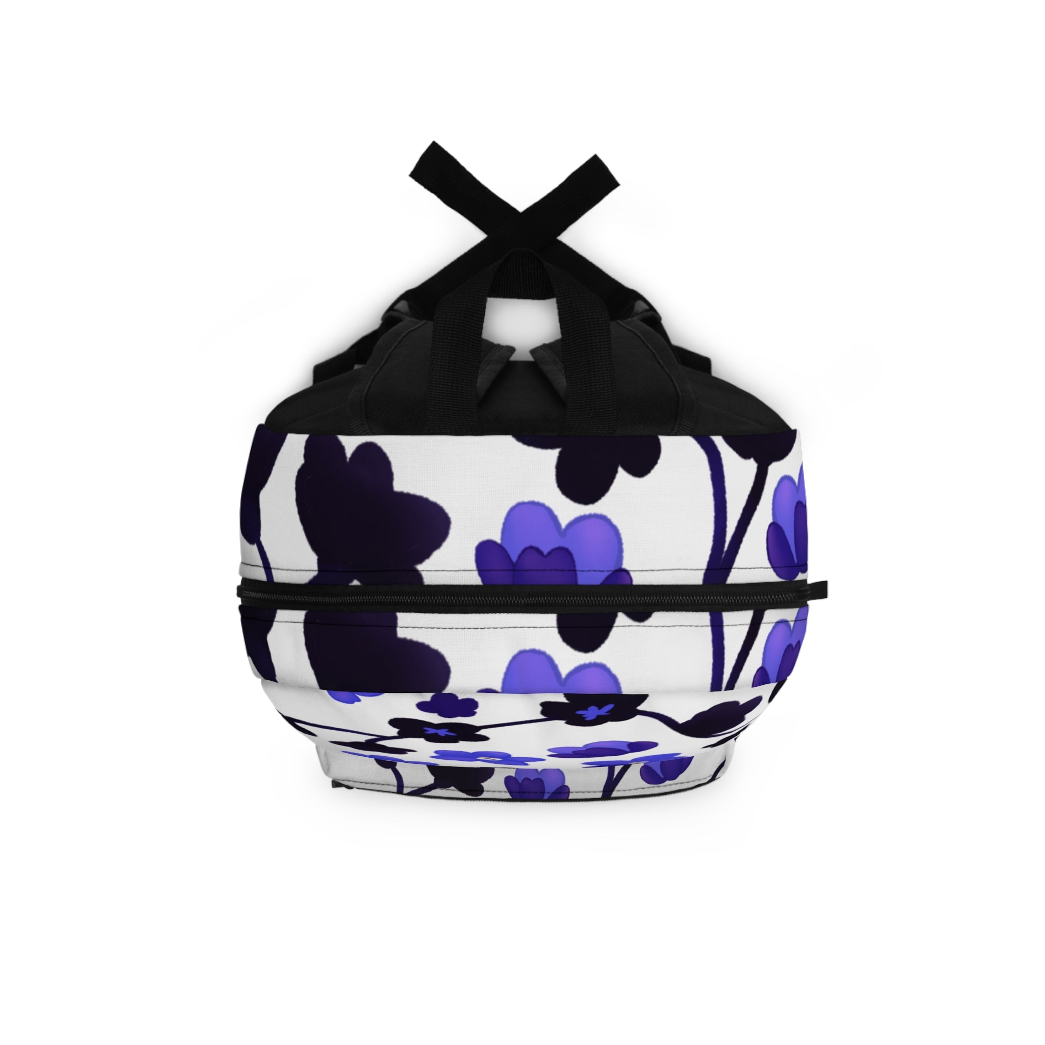 Blue Floral Backpack — Lightweight Purple & Indigo Flower Pattern Everyday Bag