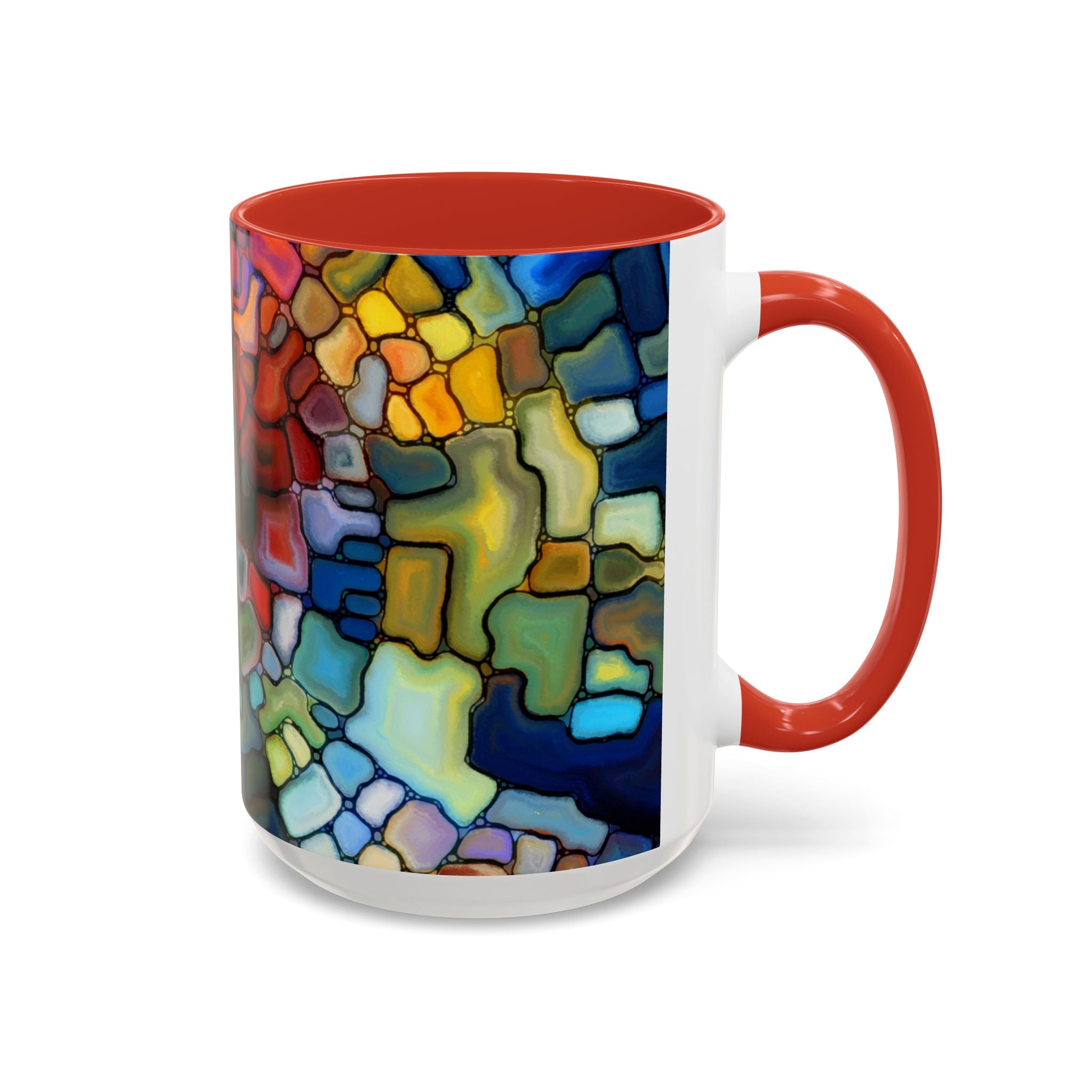 Stained Glass Mosaic Accent Mug — Original Abstract Art Ceramic Cup