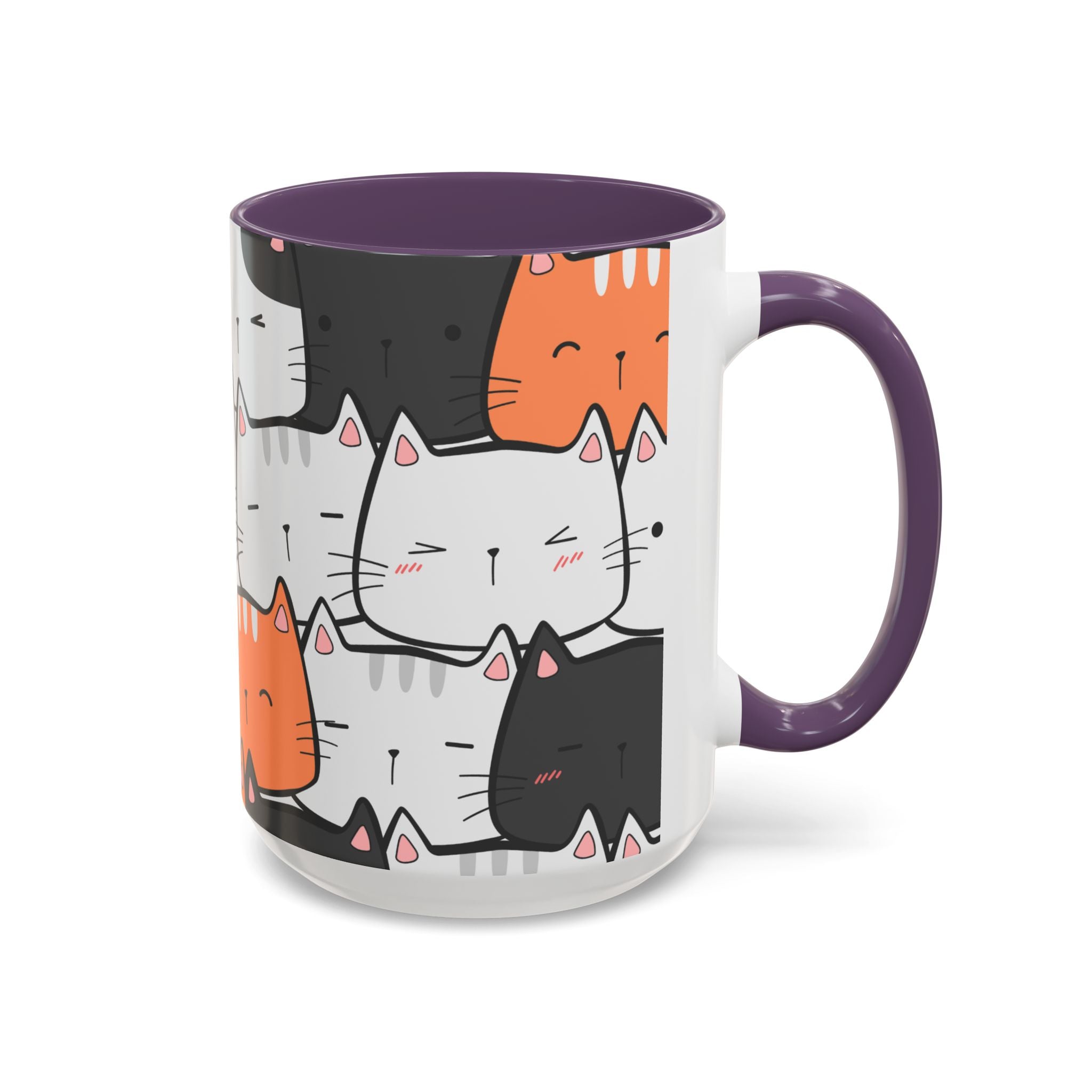 Kawaii Cat Accent Mug — Original Cute Cat Pattern Ceramic Cup
