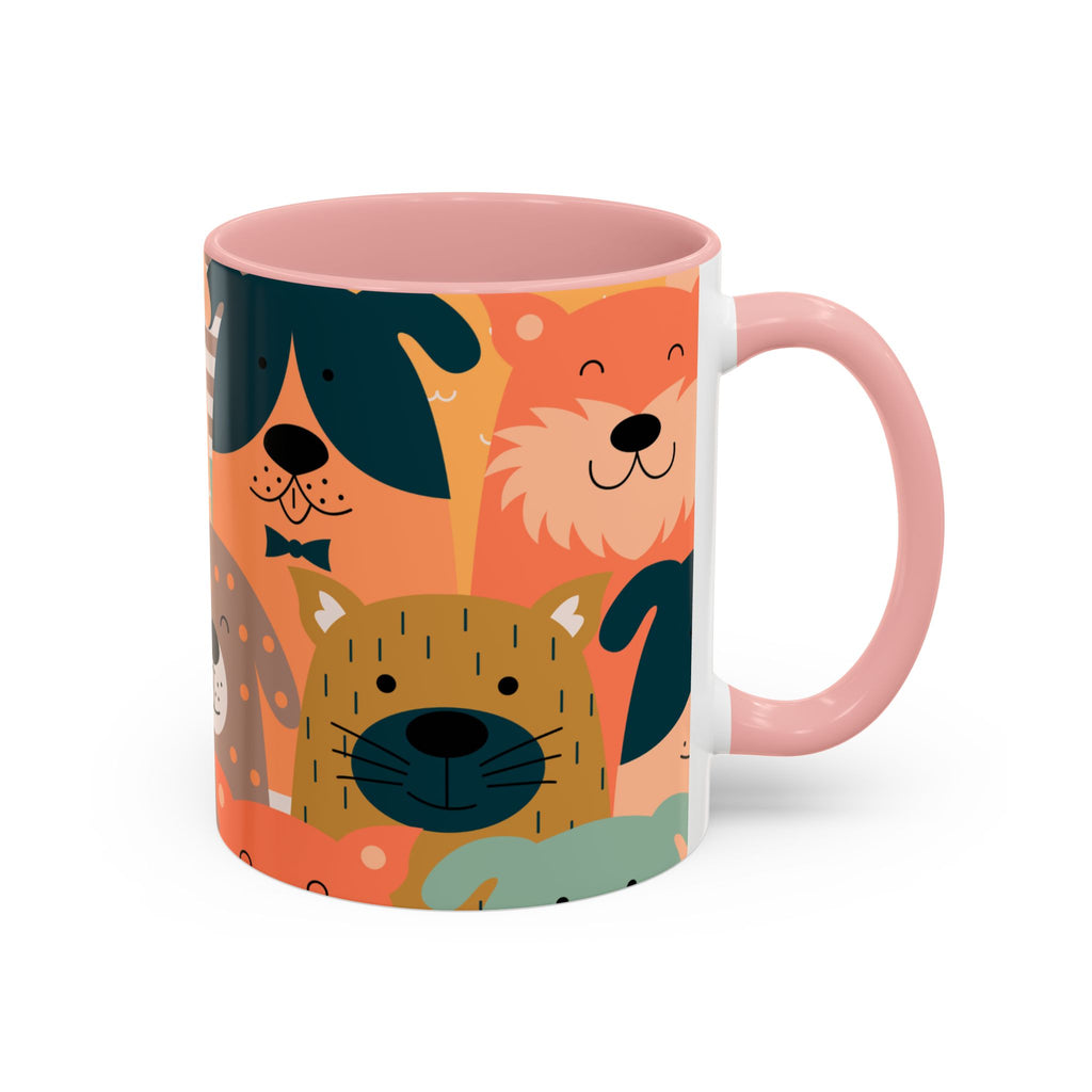 Puppy Parade Accent Mug — Original Colorful Dog Pattern Ceramic Cup