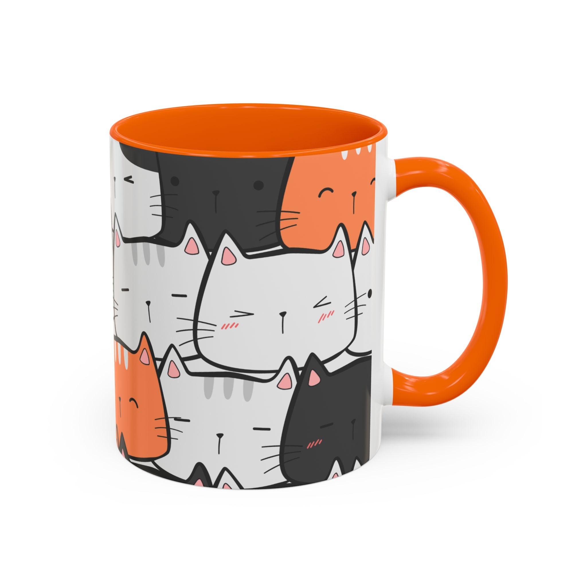 Kawaii Cat Accent Mug — Original Cute Cat Pattern Ceramic Cup