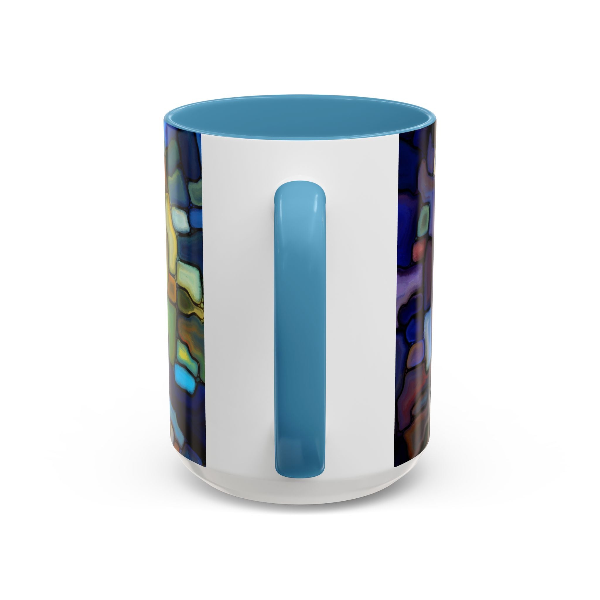 Stained Glass Mosaic Accent Mug — Original Abstract Art Ceramic Cup
