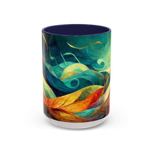 Abstract Autumn Leaves Accent Mug — Original Colorful Ceramic Cup