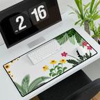 Tropical Botanical Desk Mat — Original Palm Leaves & Blossoms Art