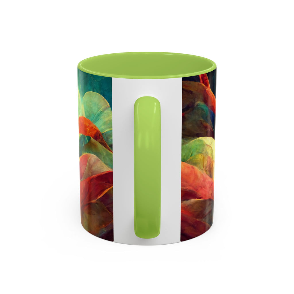 Abstract Autumn Leaves Accent Mug — Original Colorful Ceramic Cup