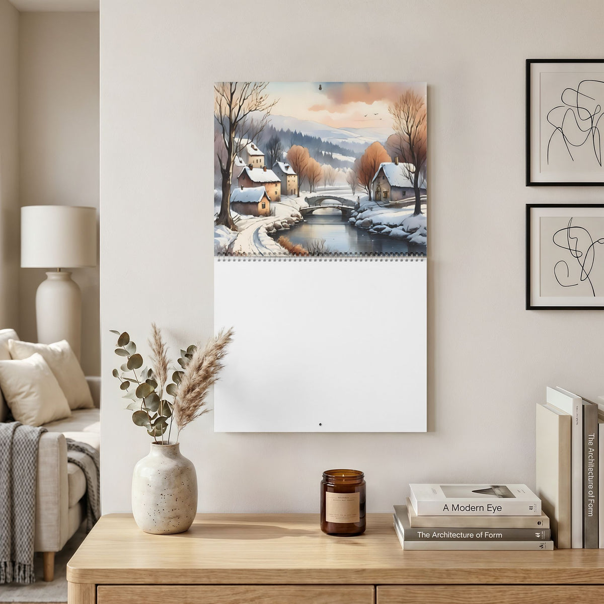 2027 Monthly Seasonal Wall Calendar — Original Watercolor Scenic Landscapes | Monthly Grid | Glossy or Matte