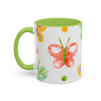 Watercolor Butterfly Accent Mug — Original Colorful Ceramic Cup