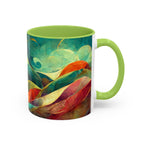 Abstract Autumn Leaves Accent Mug — Original Colorful Ceramic Cup