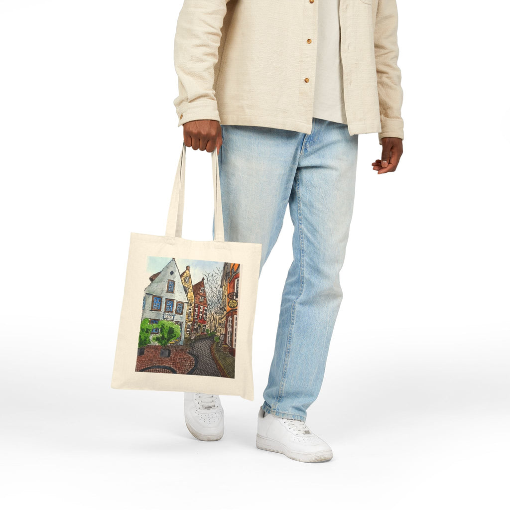 Bremen Germany Street Scene Canvas Tote — Original Watercolor Art