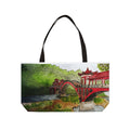 Red Pagoda Bridge Weekender Tote — Original Watercolor Art