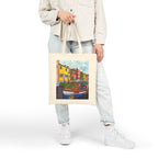 Burano Canal Boat Canvas Tote — Original Watercolor Art
