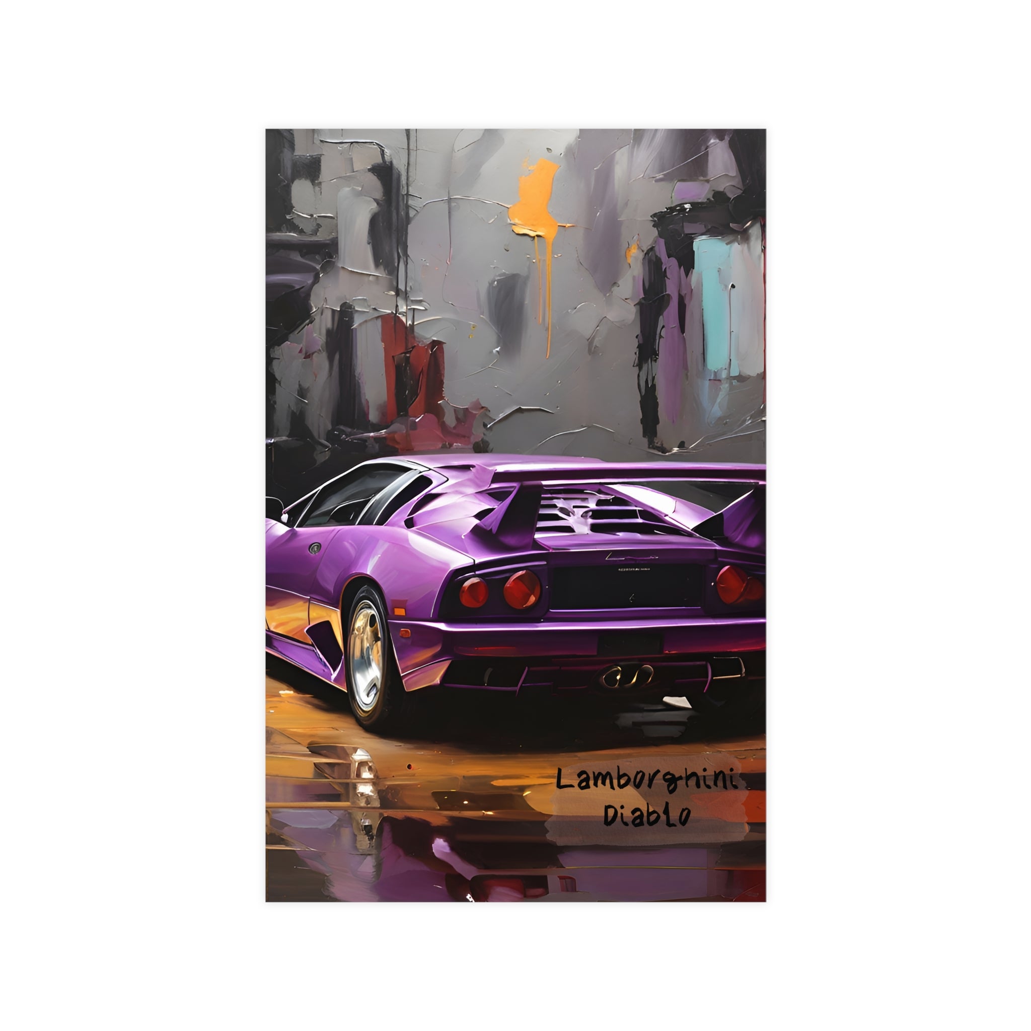 Lamborghini Diablo — Original Purple Retro Supercar Art Poster