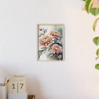 Peach Chrysanthemum — Watercolor Floral Wall Art, Framed Print 8.3" × 11.7"